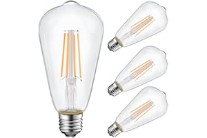 ENERGETIC SMARTER LIGHTING Energetic ST19 Vintage LED Edison Bulbs, 60 Watt Equivalent, ST64 LED Filament Bulbs, CRI 95+, Soft White 2700K, Non-Dimmable, E26 Standard Base, UL Listed, 4 Pack