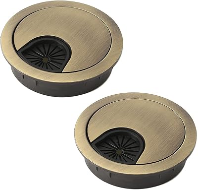 Xcyroiiy 2Pcs 80mm Desk Cable Grommets Bronze Round Cable Hole Covers