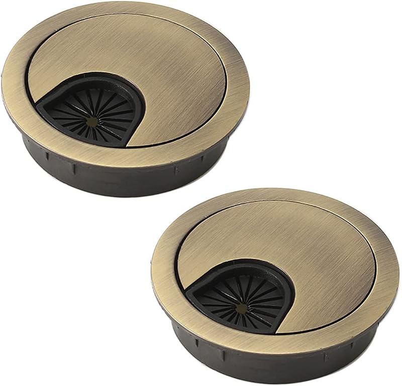 Xcyroiiy 2Pcs 80mm Desk Cable Grommets Bronze Round Cable Hole Covers