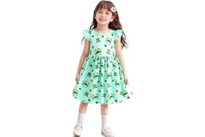 TACTZEN Girls St Patrick's Day Clover Flutter Dress for 5-12 Years