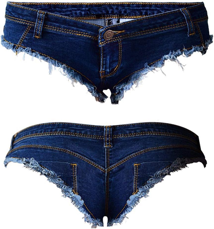 Beauty Garden Women's Red Faux Micro Shorts Low-Waist Strech Mini Denim Shorts Clubwear