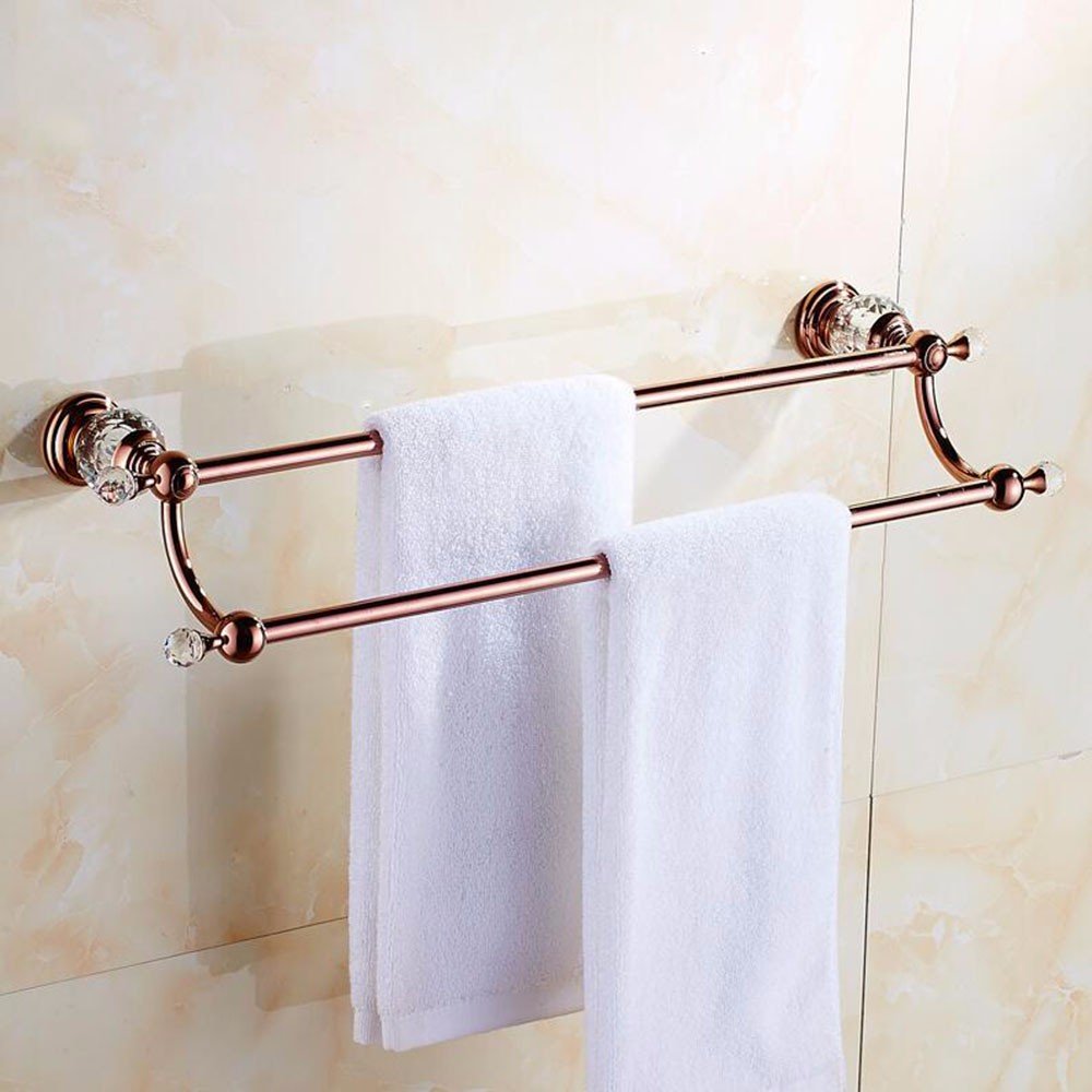 Kupfer LHbox Tap Crystal voll Kupfer Double Bar Handtuchhalter Golden