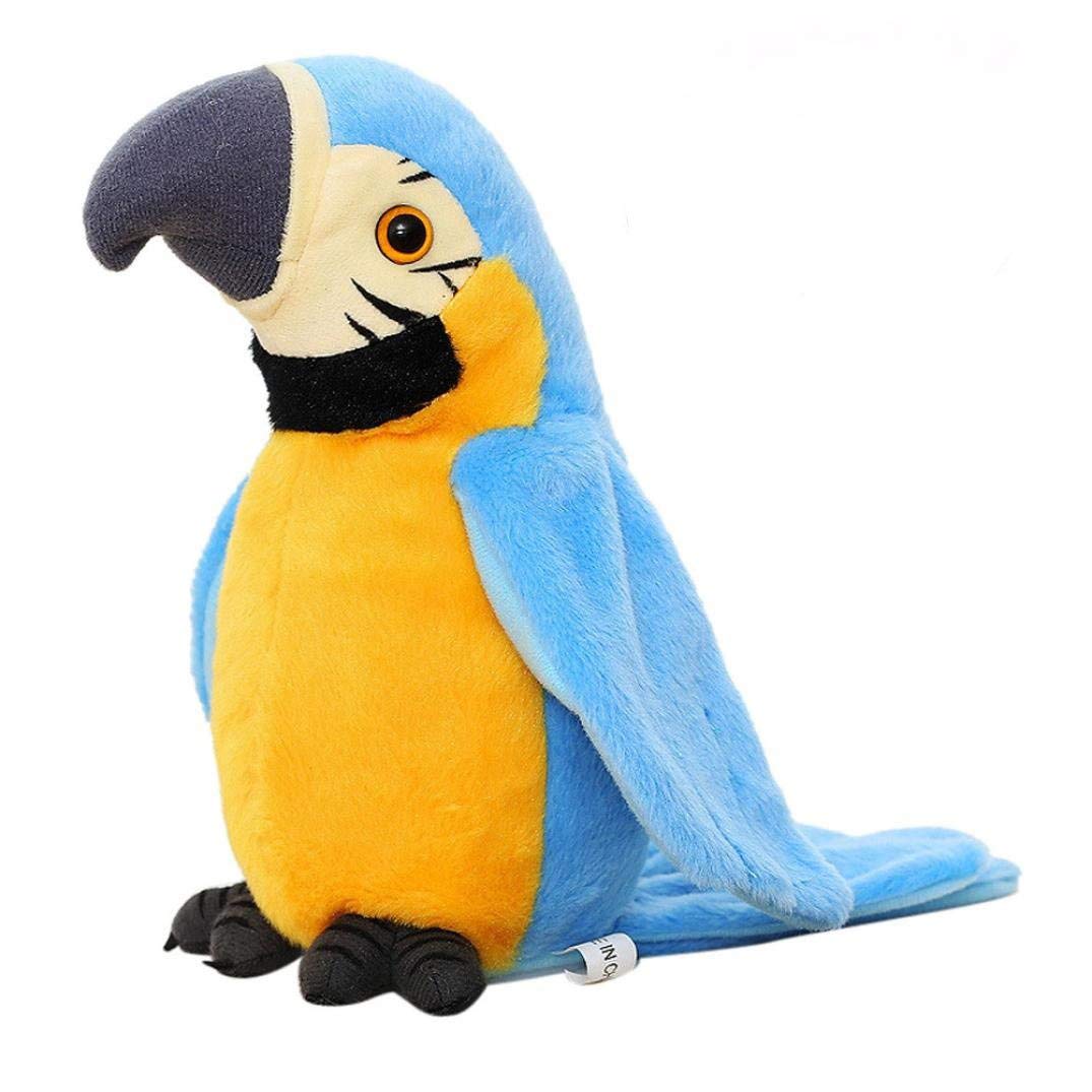 Moonlove Cute talking parrot toy record Interactive Plush toy repeat speaking parrot waving wings Funny plush bird for kids children Christmas Birthday Gift, Blue