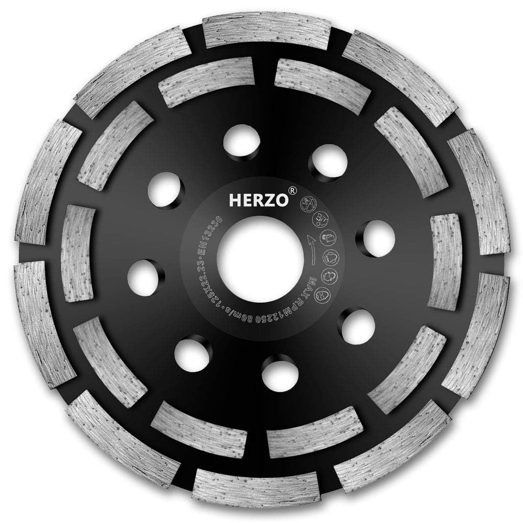 HERZO Grinding Cup Wheels, Diamond Cup 125mm Angle Grinder Disc for : Concrete, Marble, Granite, Natural Stone, Cement
