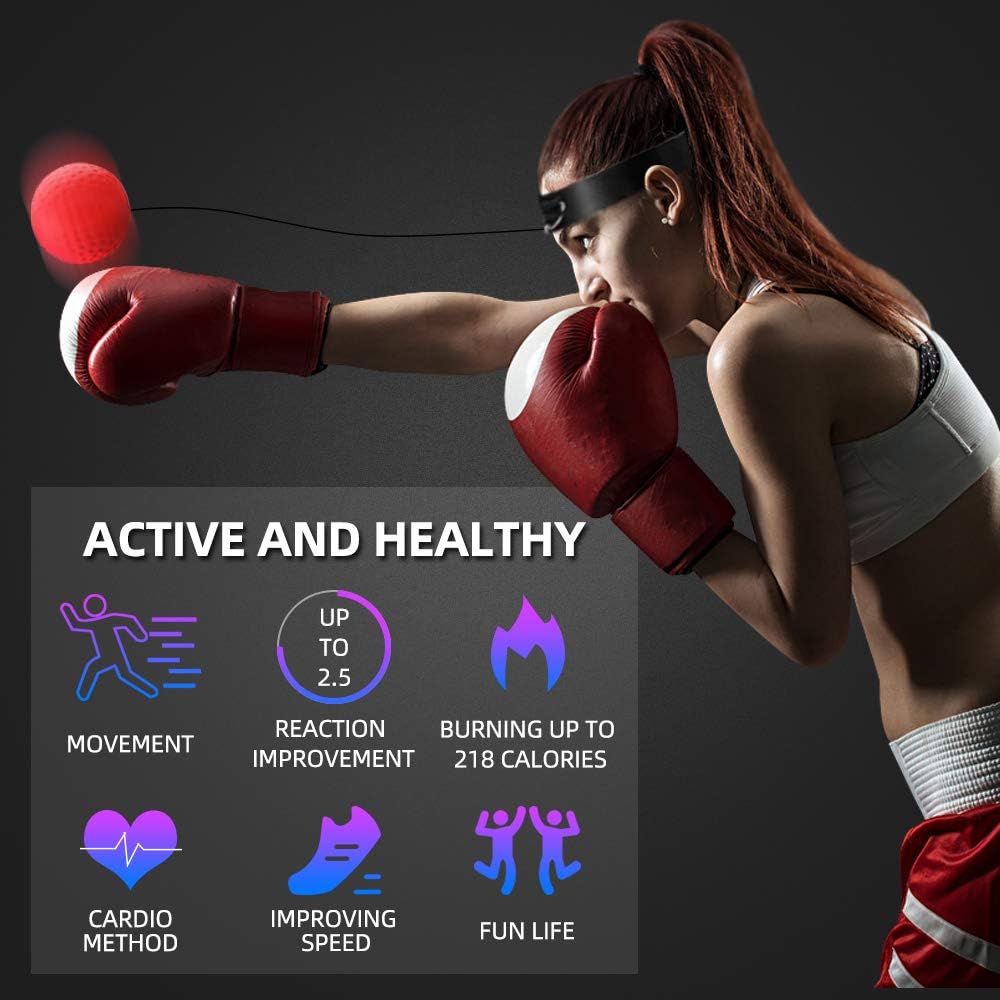 Boxing Reflex Ball - Boxing Training Ball 3 Difficulty Level Boxing Ball with Headband, Suit for Reaction, Agility, Punching Speed, Fight Skill and Hand Eye Coordination Training : Sports & Outdoors