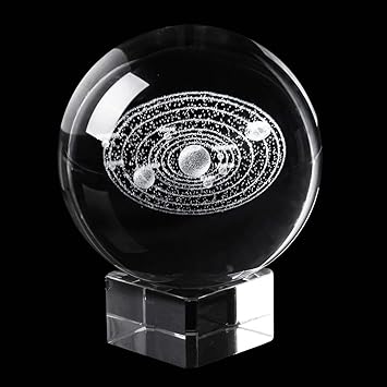 Xintx 23 Inch Solar System Crystal Ball3d Miniature Planets Laser Engraved Ball Paperweight Sphere Home Decor Gift With Clear Base With Eight