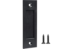 Yuccaliao 6" Finger Flush Pulls for Closet Pocket Sliding Barn Door Handle Set Pull Recessed Handle Rectangular Plate Matte Black Mounting Hardware Included