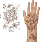 URAQT Brown Red Temporary Tattoo Sticker 12 Sheets Floral Mandala Women Girls view 2