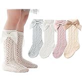 CHUNG Toddler Baby Girls Knee Hight Stocking Cotton Socks 0-7Years Solid Color Bowknot Thin Spring Summer