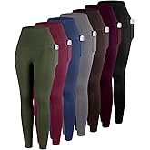ATHVOTAR Leggings with Pockets for Women, 7 Packs High Waisted Workout Tummy Control Yoga Pants