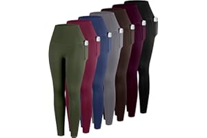 ATHVOTAR Leggings with Pockets for Women, 7 Packs High Waisted Workout Tummy Control Yoga Pants