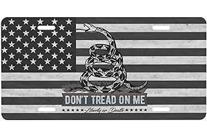PUIBUN License Plates,Don't Tread on me License Plate,Metal Car Tag,Aluminum Decorative License Plate,American Flag Tag for Car,6 X 12 Inc
