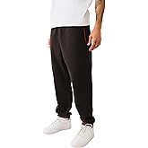 True Religion Men's Super T Joggers - Jet Black | Regular Fit Sweatpants with Contrast Stitching