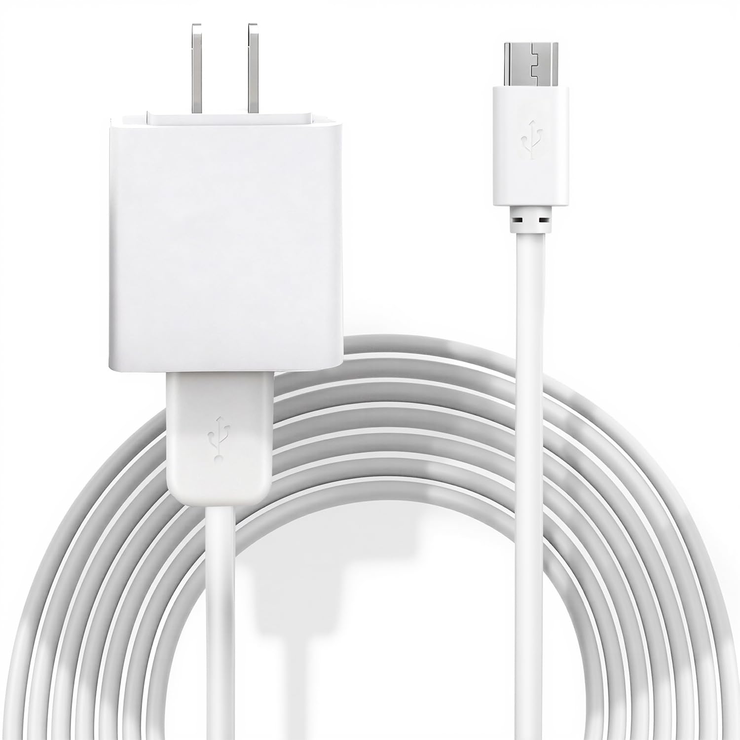 Dericam 5V 1A Micro USB Wall Charger, Android Charger Cable, White 5 Volt 1000mA AC to DC Power Adapter (White)