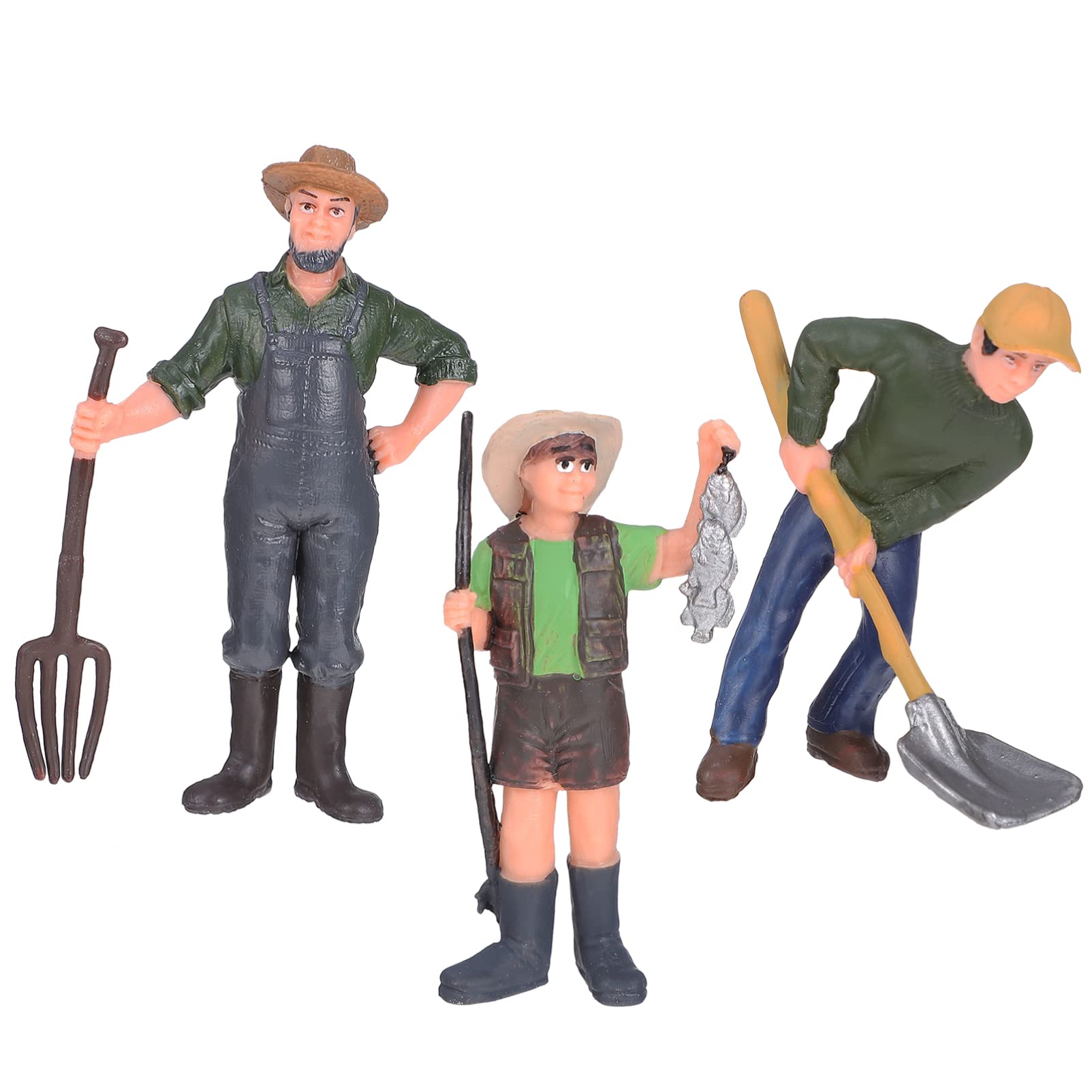 NUOBESTY Farm Worker Figurines Set of 3 Lifelike Mini People Figures for Kids Dollhouse Decor Model Train Layouts and Educational Play