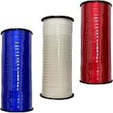 Blue White and Red Ribbon,3/16 inch x 300 Yard Curling Ribbon for Birthday Wedding Graduation Patriotic DIY Crafts Gifts Package Wrapping,Bows,Crafting, Packing - 3 Rolls