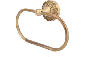 Antique Brass Towel Rack Holder, Oval Retro Brass Hand Towel Ring Wall Mounted Bathroom Accessories for Home Hostel