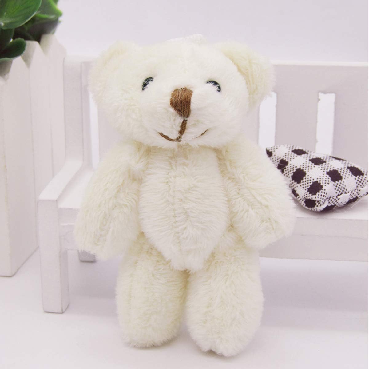 KUDES 12Pcs 6CM Mini Joint Teddy Bear Stuffed Animal Plush Toys Wedding Gift Box Doll Toy for Birthday Cake Wedding Decorations Party Favors Supplies Bag Charm DIY Accessory (12 PCS Bear): Toys & Games