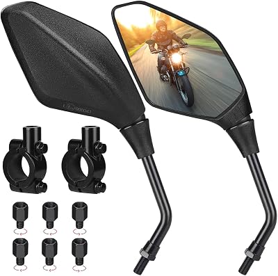 YIXUND Motorcycle Mirrors Set 7/8 inch 22mm Handlebar Clamps Universal