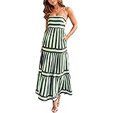 Yuemengxuan Boho Maxi Dresses for Women Spaghetti Strap Flowy Smocked Long Dress Casual Summer Vacation Beach Maxi Dress