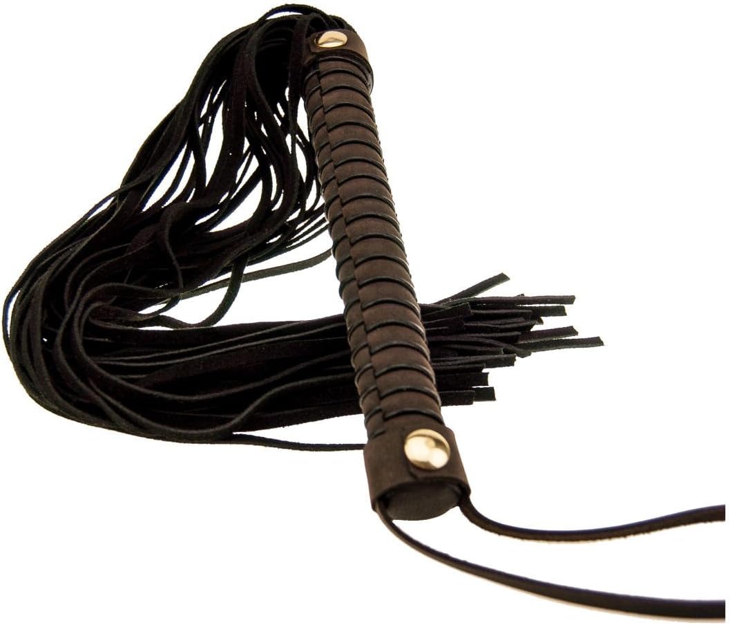 Bound by Loving Joy Nubuck Leather Flogger, Spanking Flogger, Bondage Gear, Brown and Black