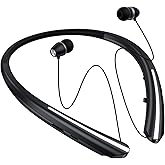 APPINESSEY Bluetooth Headphones Retractable Neckband, Bluetooth Headset with Microphone Vibration Call, Stereo Noise Cancelling Earphones for Workout Sports Driving (Black)