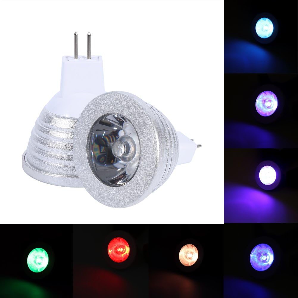 Zerodis LED Light Color Changing Lamp Bulb, MR RGB 3W 16 Color LED Light Bulbs with Remote Control for Home Bar 12V-24V - Image 4