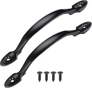 JIZZU 2 Stück Schrankgriffe Türgriffe Innentüren mit Schrauben, Edelstahl Griffe für Küchenschränke, Schwarz Möbelgriffe Vintage Geeignet für Kleiderschrank Landhausstil, Gartentür, Schuppentür