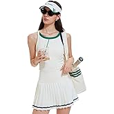 Tennis Skirt Set for Women 2 Piece Racerback Tank Top Golf Dress Activewear for Outfit Pickleball Athletic Workout