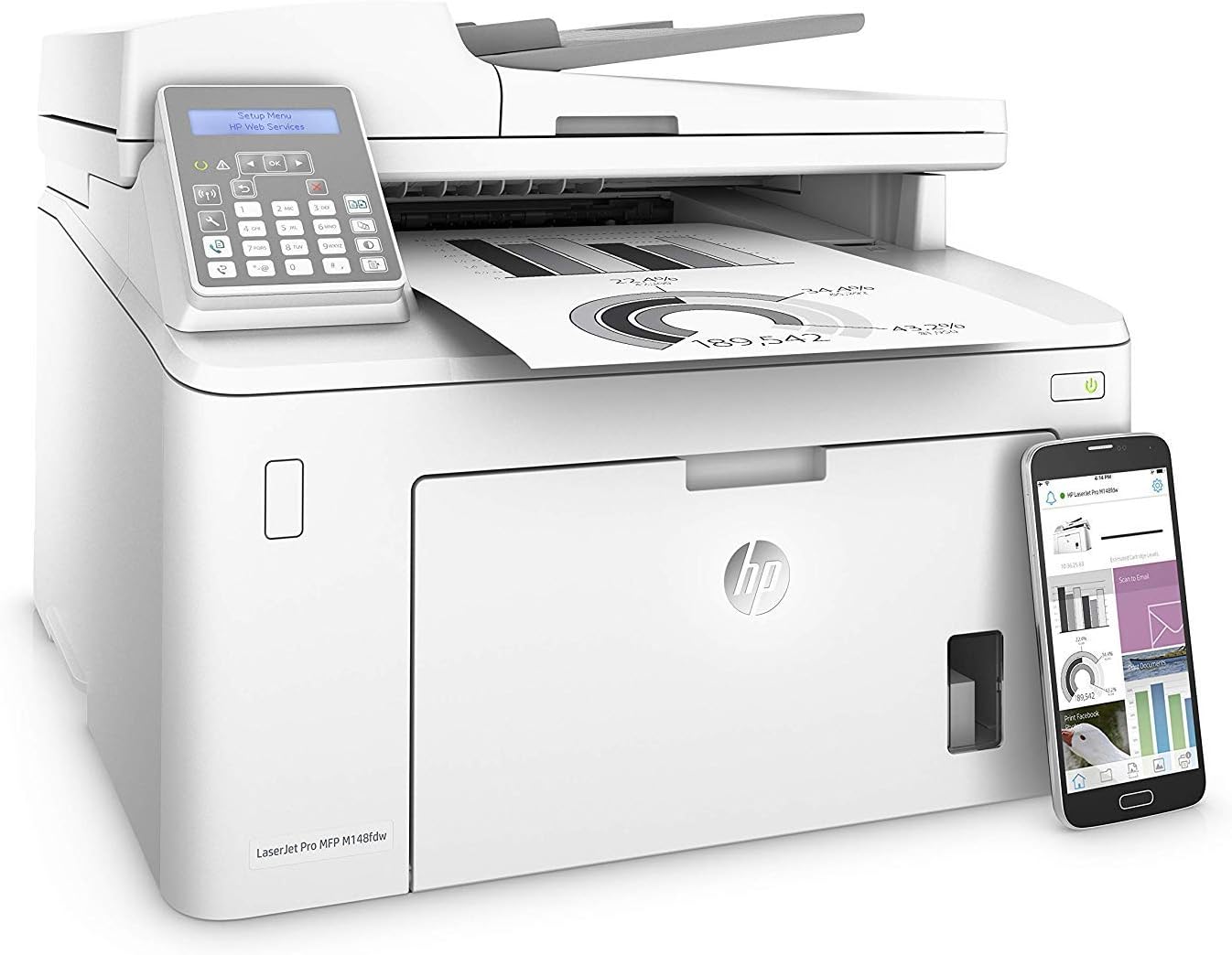 HP Laserjet Pro M148fdw All-in-One Wireless Monochrome Laser Printer, Fax, Mobile & Auto Two-Sided Printing, Works with Alexa (4PA42A)