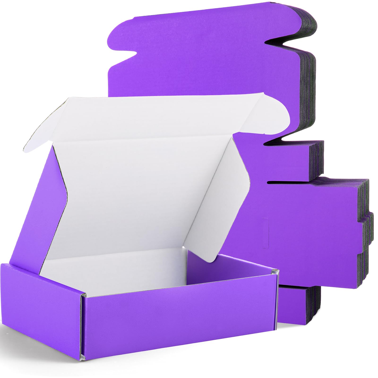 Photo 1 of Spakon 50 Packs Shipping Boxes Cardboard Corrugated Mailer Packaging Boxes for Small Business Cute Small Box Cardboard Carton Box Mailers for Packaging Product(Purple,6 x 4 x 1.6 Inches)