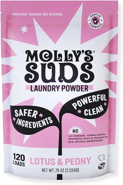 Molly's Suds Original Laundry Detergent Powder Lotus & Peony 120 Loads