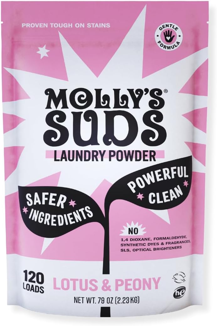 Molly's Suds Original Laundry Detergent Powder Lotus & Peony 120 Loads