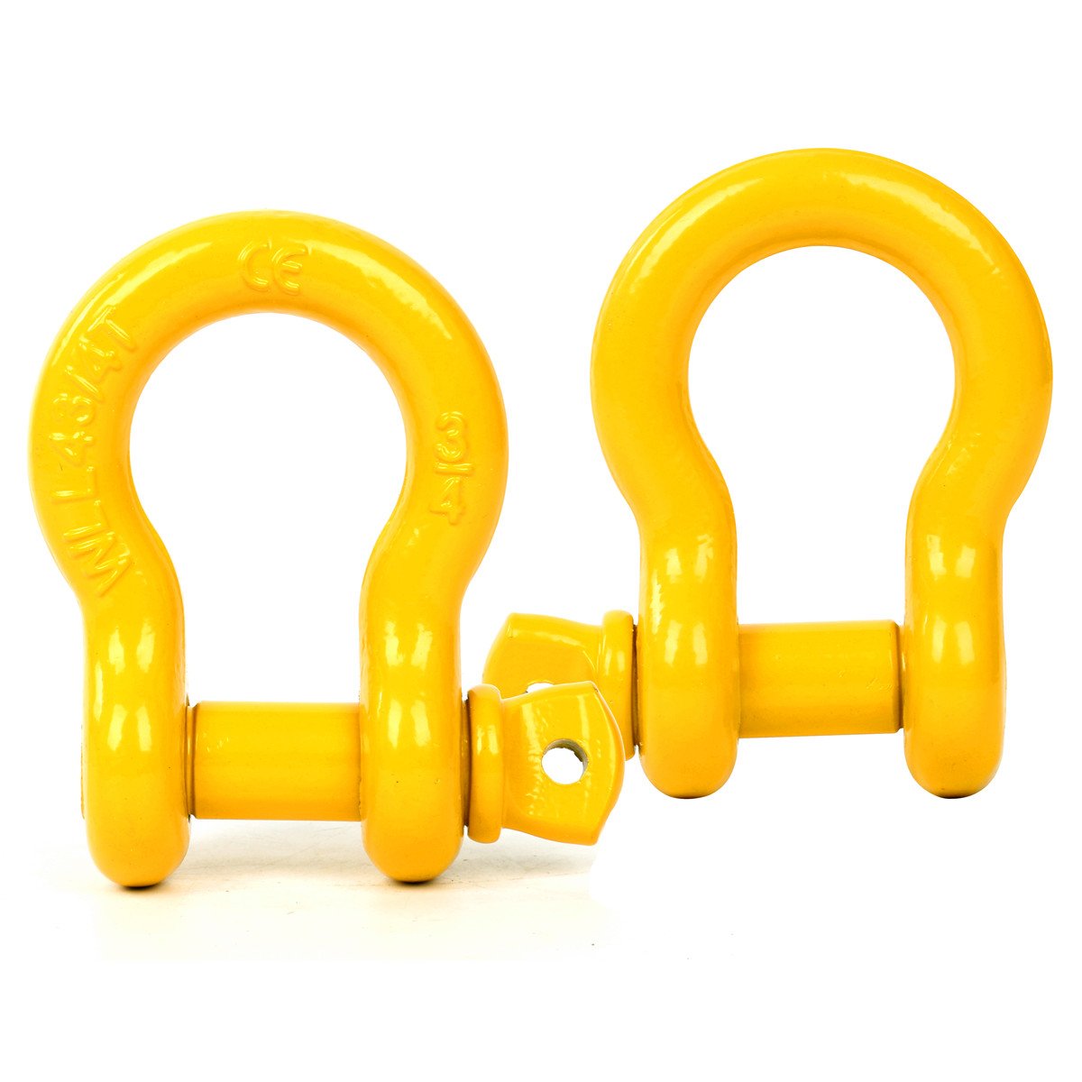 FreeTec Galvanized D Ring Shackles, 4.75 Tons (9,500 Lbs) Heavy Duty - 2 Pack Screw Pin Shackles for Lifting, Towing, Construction & Offroad Recovery, Yellow