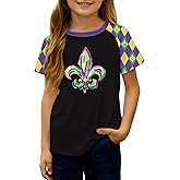 CAZYCHILD Mardi Gras Shirts for Kids: Girls Boys Mardi Gras T-Shirt New Orleans Tee Funny Graphic Gifts Tops Tee 4-12 Years