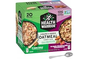(PACK OF 3) Health Warrior Oatmeal Variety Pack (60 individual Packs) 30 Apple Walnut and 30 Maple Cinnamon Date with 1 Stainless Steel Teaspoon CVY PRIME