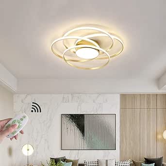 Luces LED regulables Techo con control remoto Lámpara de techo dorada