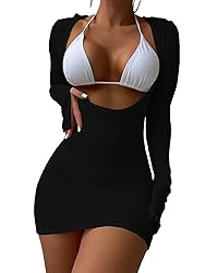 ZAFUL Womens Swimsuit Cover Up Dress Off Shoulder
