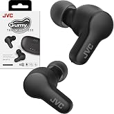 JVC Gumy HAA7T2B True Wireless Earbuds, Black | Bluetooth 5.3, 24-Hour Playback, IPX4 Water Resistant, XS/S/M/L Earpieces, Built-in Mic