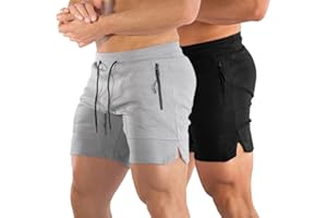PIDOGYM Men's 5" Gym Workout Shorts,Fitted Jogging Short Pants for Bodybuilding Running Training with Zipper Pockets
