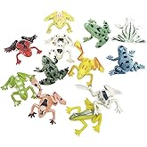 Yitaocity 12Pcs 1.4 inch Mini Realistic Frog Toy Action Figures for Classroom Rewards, Fun Party Favors, Goody Bag Fillers, C