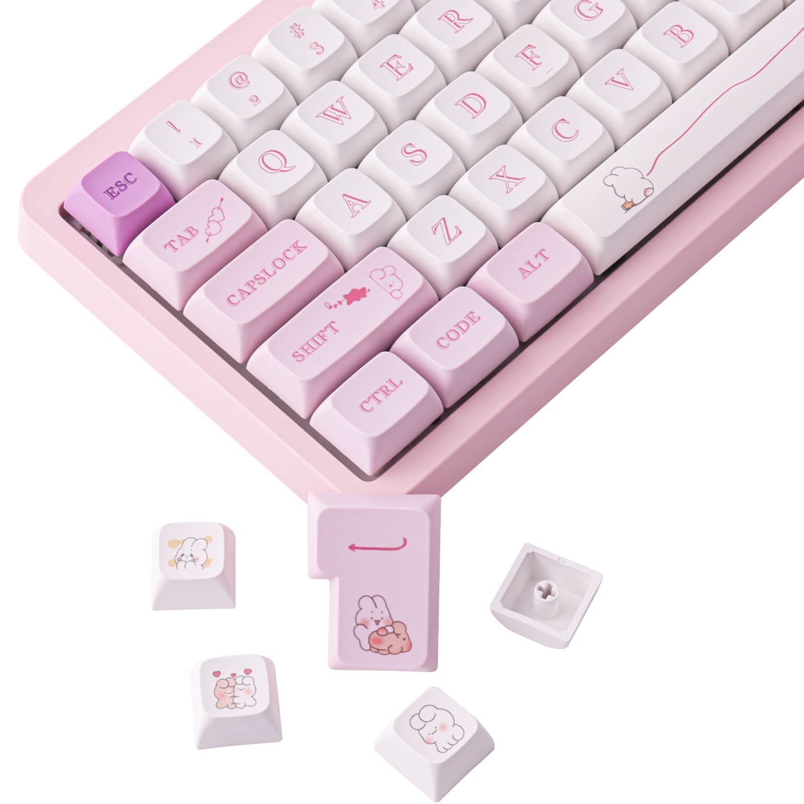133 Keys PBT Keycaps - Pink Custom Keycaps Set XDA Profile ISO/UK Layout for Cherry MX Mechanical Keyboards