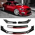 DREAMIZER Car Universal Front Bumper Lip 4pcs Body Kit Chin Spoiler Splitter Diffuser Protector Compatiable for Toyota Honda Nissan, Black w/Red