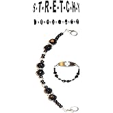 Hidden Hollow Beads Women's Black Beaded Stretchy 6.5 or 5.5 inch long Medical Alert ID Interchangeable Replacement Bracelet, Identification Vital info tag