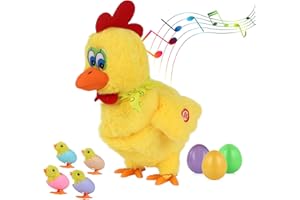 hbbhml Plush Electric Stuffed Laying Egg Chicken Toy Doll with Sound Music Easter for Boys Girls