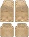 OxGord Set Eagle All-Weather Rubber Floor-Mats - Waterproof Protector for Spills, Dog, Pets, Car, SUV, Minivan, Truck - 4-Piece, Brown
