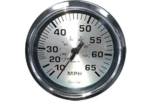FARIA BEEDE INSTRUMENTS Faria 36010 Spun Speedometer Gauge 4" - Silver, 65 MPH