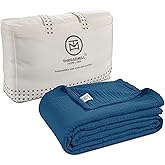 Threadmill Muslin Blanket for Twin Size Bed | 4 Layer 100% Cotton Throw Blanket | Soft, Breathable, and Lightweight Gauze for All Seasons | Twin Size Blanket for Bed | Folkstone Blue