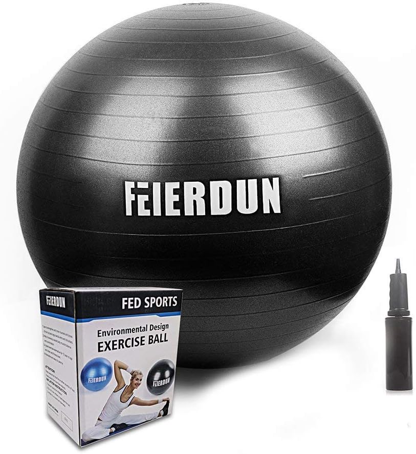 FEIERDUN Fitness Health Exercise Ball, Heavy Duty Birthing Ball Anti-Burst/Slip Yoga Ball with Quick Pump for Office/Home/Gym Abdominal Training