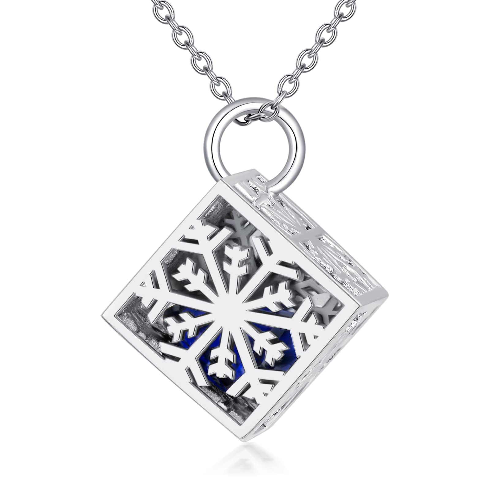 SOULMEET Cube Snowflake Necklaces Sterling Silver Snowflake Jewelry Gift for Women Girls
